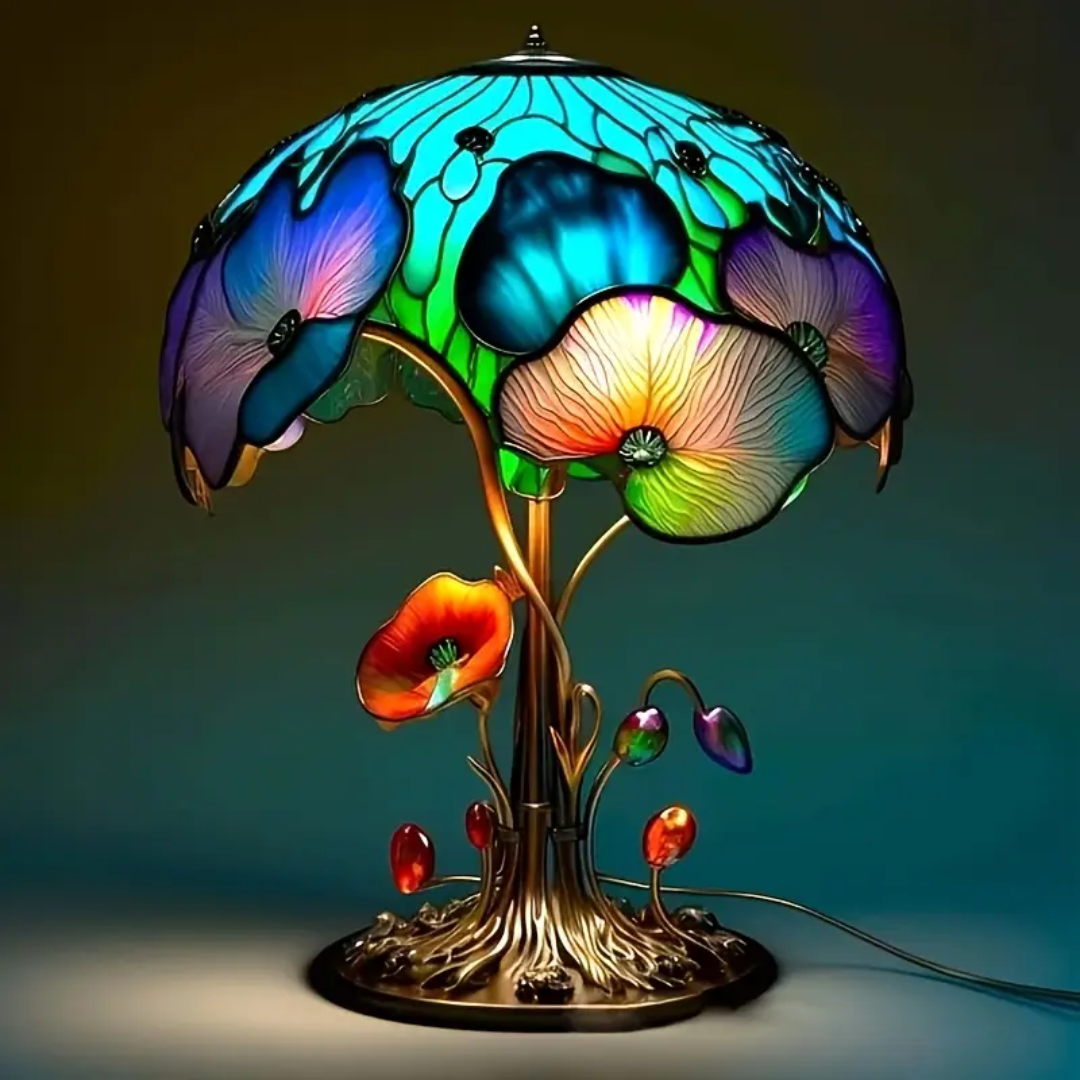 Boho Chic Mushroom Floral Lamp by Ellie Seattle
