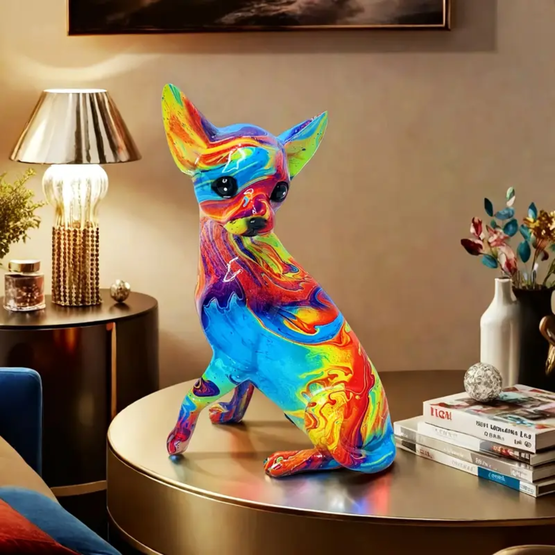 Vibrant Resin Chihuahua Table Lamp by Ellie Seattle