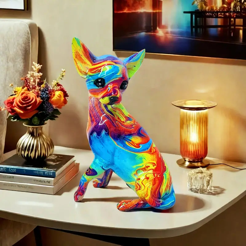 Vibrant Resin Chihuahua Table Lamp by Ellie Seattle