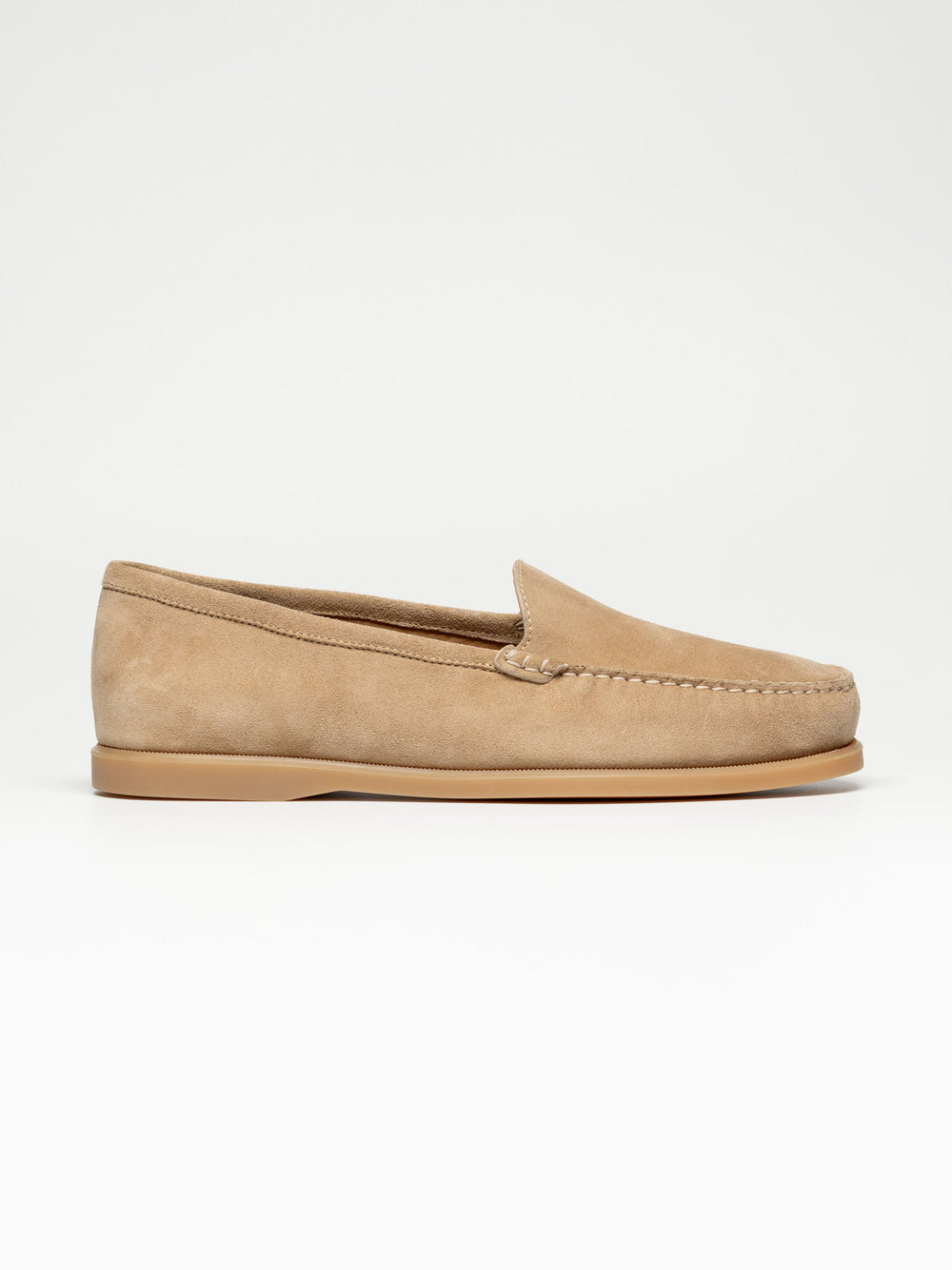 Noble Meridian Venetian Loafer - Sandfarbenes Wildleder — Gummisohle