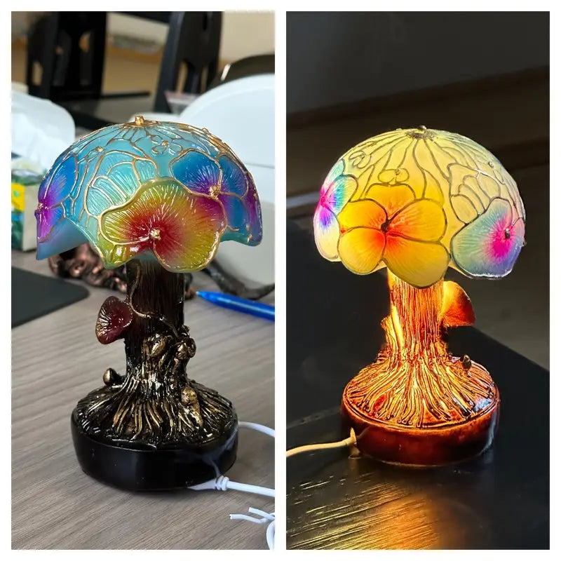 Boho Chic Mushroom Floral Lamp by Ellie Seattle