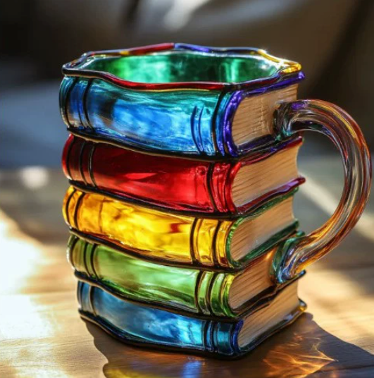 Artisan Colorful Book-Themed Mug by Ellie Seattle