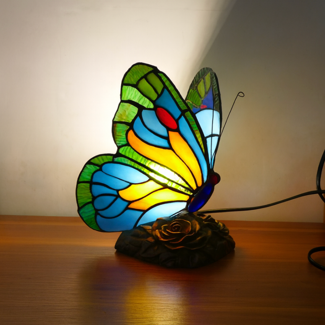 Sculpted Blue Butterfly Lamp by Ellie Seattle