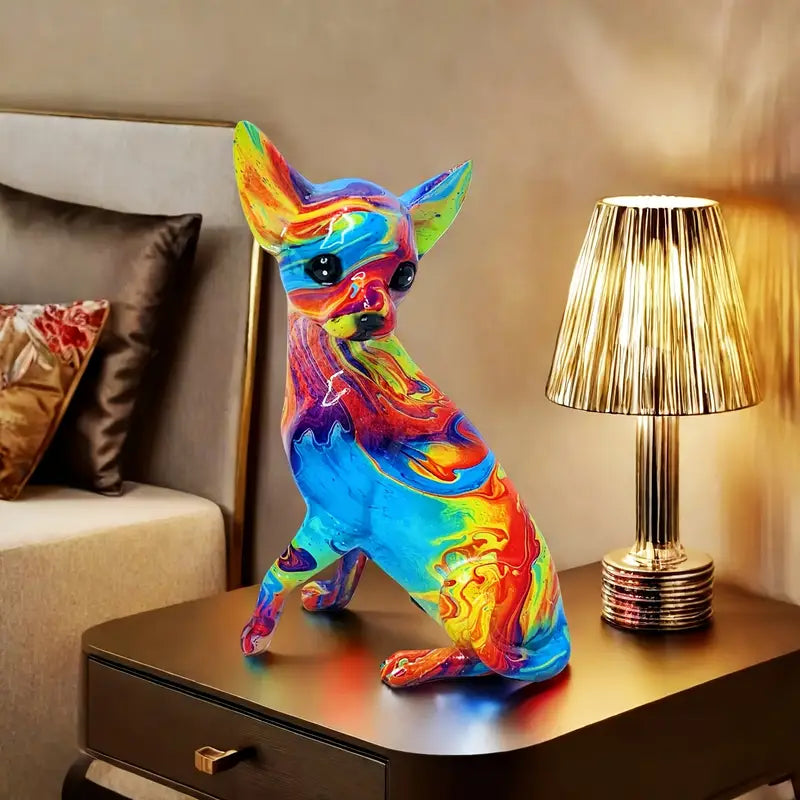 Vibrant Resin Chihuahua Table Lamp by Ellie Seattle