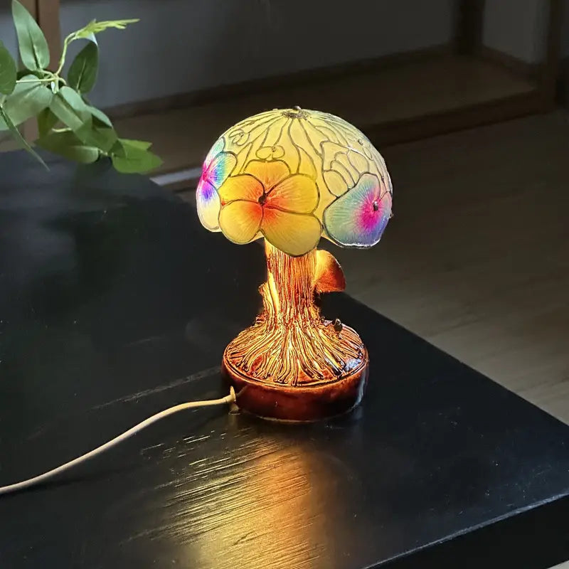 Boho Chic Mushroom Floral Lamp by Ellie Seattle