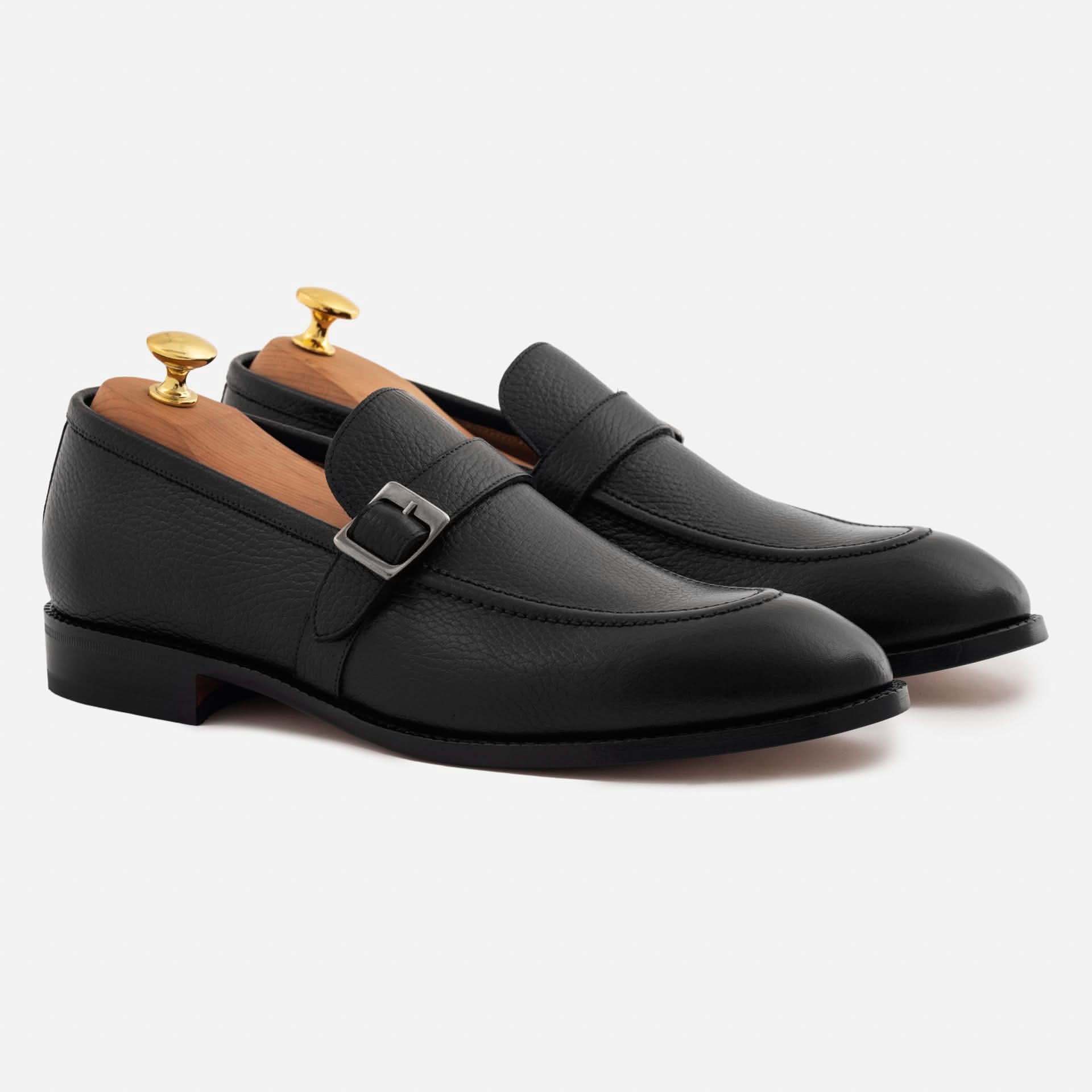 Noble Meridian Archie Pebbled Leather Belted Loafers