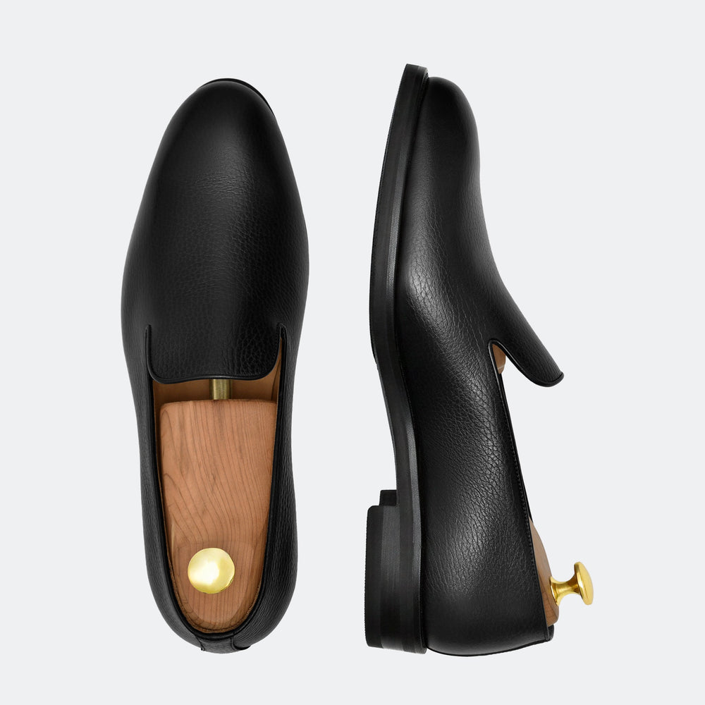 Noble Meridian Langford Pebbled Leather Wholecut Loafers — Pebbled leather
