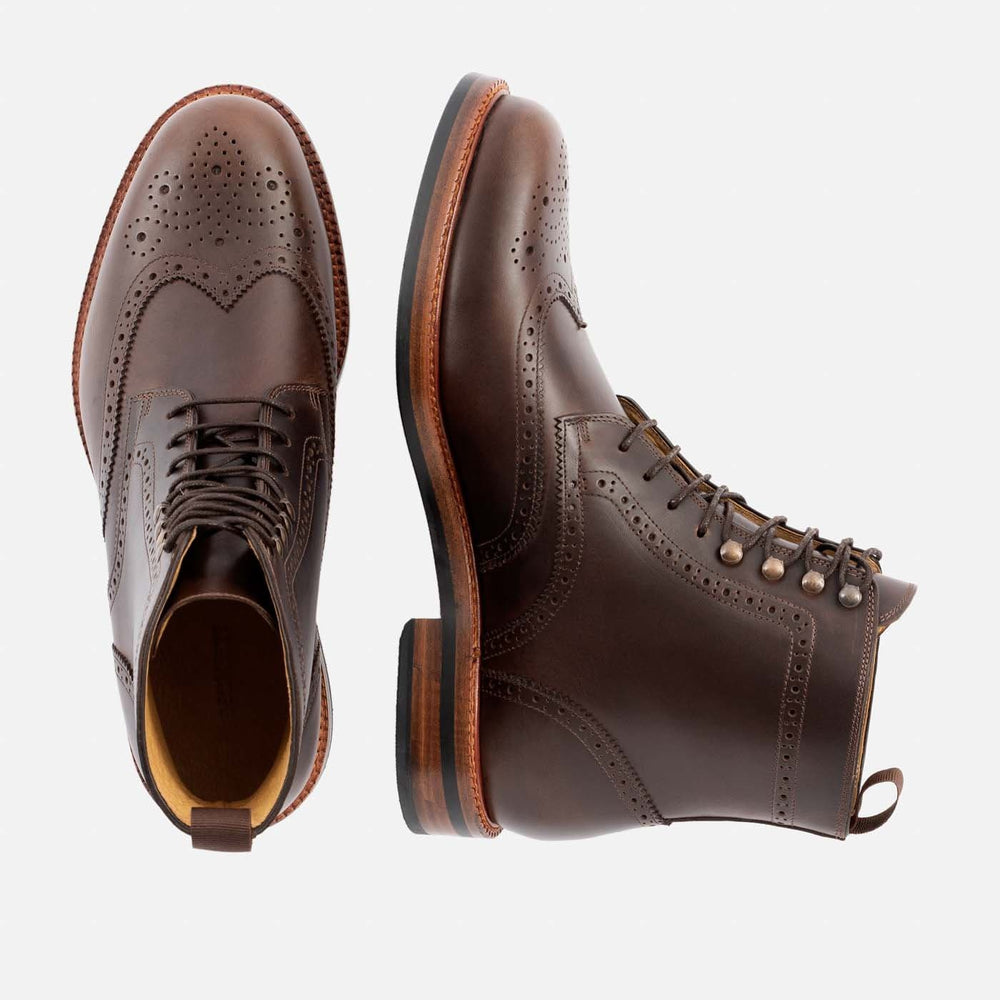 Noble Meridian Nolan Pull-Up Brogue Boots — Pull-up leather