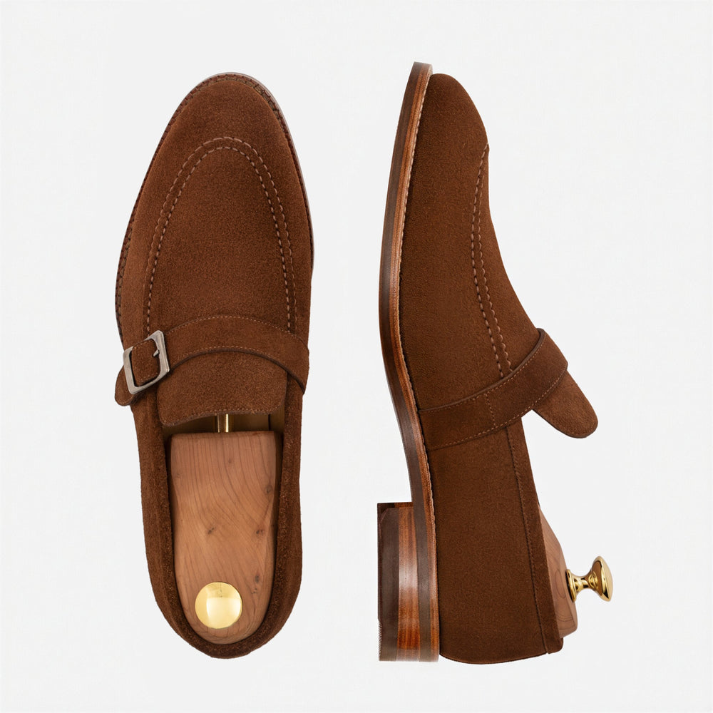 Noble Meridian Archie Belted Loafers – Water-Repellent Suede — Slip-on profile