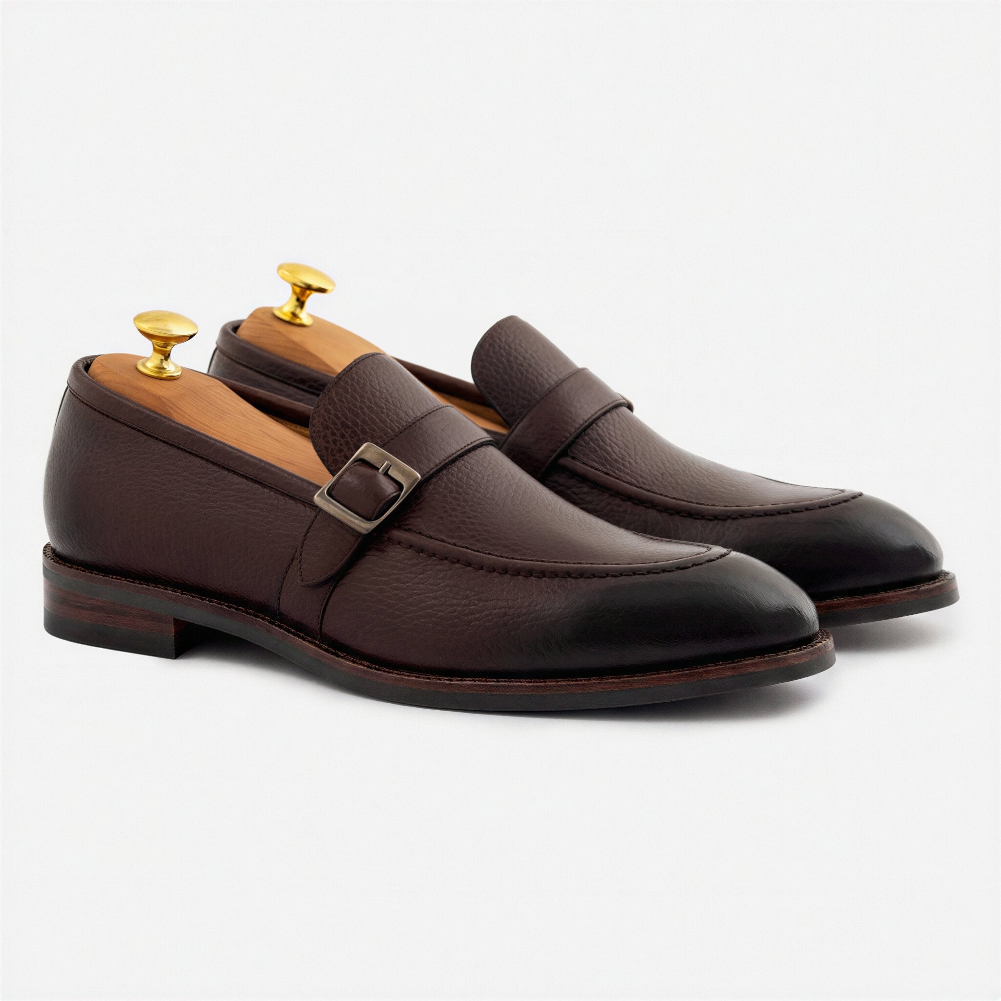 Noble Meridian Archie Pebbled Leather Belted Loafers